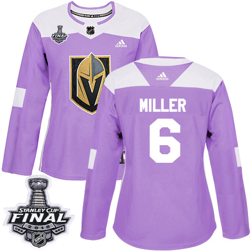 Adidas Golden Knights #6 Colin Miller Purple Authentic Fights Cancer 2018 Stanley Cup Final Women's Stitched NHL Jersey